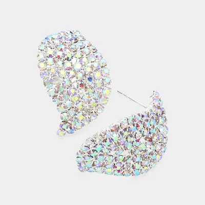 Fashnzfab Swirl Crystal Rhinestone Stud Earrings - Ab, Silver In Multi