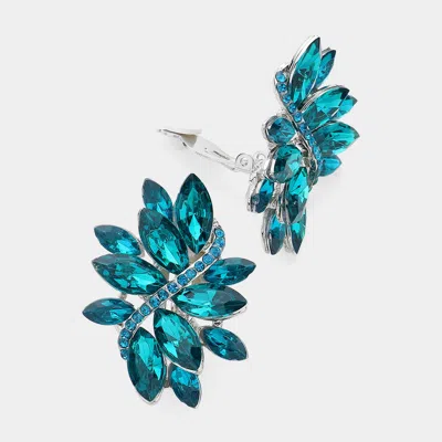 Fashnzfab Swirl Glass Crystal Marquise Cluster Clip On Earrings In Multi