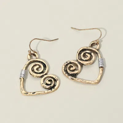 Fashnzfab Swirl Heart Charm Drop Earrings In Gold