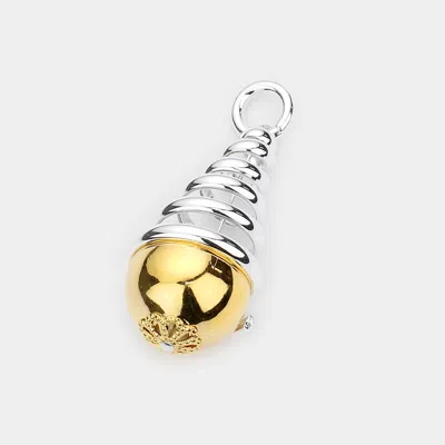 Fashnzfab Swirl Metal Pendant - Two Tone In Gold