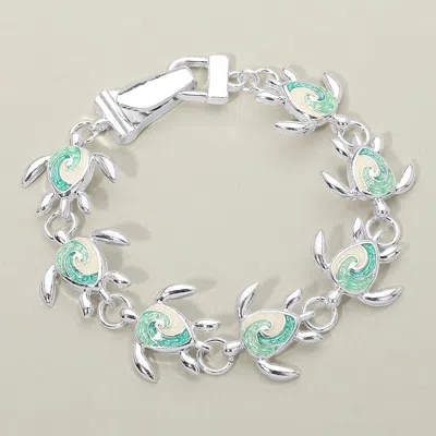 Fashnzfab Swirl Sea Turtle Charm Link Magnetic Bracelet In Multi