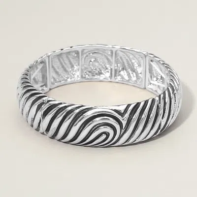 Fashnzfab Swirl Textured Antique Metal Stretch Bracelet In Neutral