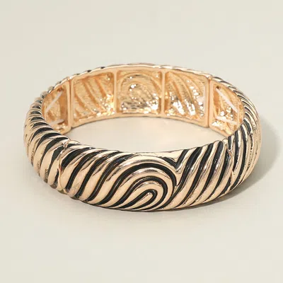 Fashnzfab Swirl Textured Antique Metal Stretch Bracelet In Gold