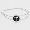 Fashnzfab -t- Crystal Accented Initial Monogram Headband In Black