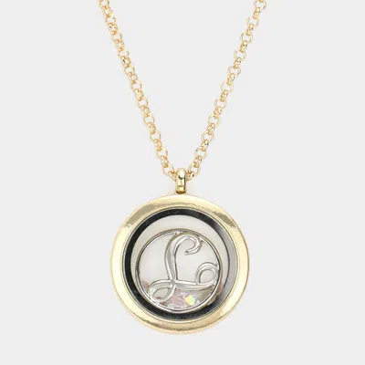 Fashnzfab 't' Initial Monogram Floating Locket Pendant Necklace In Gold