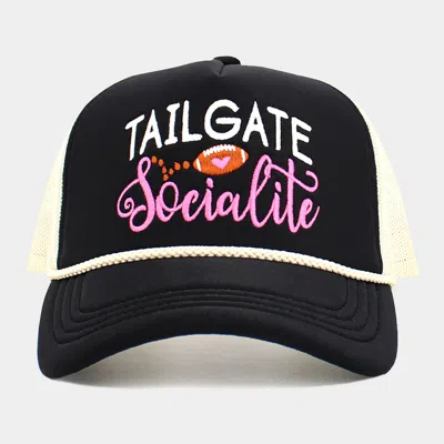 Fashnzfab Tailgate Socialite Mesh Back Trucker Hat In Black