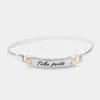 Fashnzfab Take Pride Message Bar Hook Bracelet Matte Silver In Silver