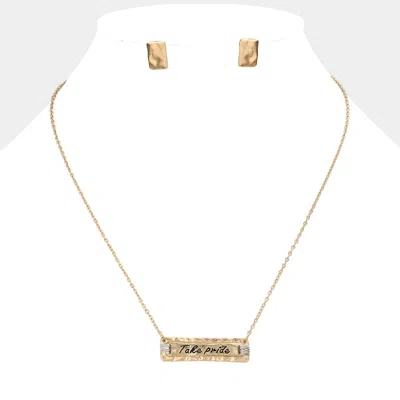 Fashnzfab Take Pride Message Pendant Necklace In Gold