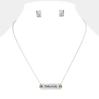 Fashnzfab Take Pride Message Pendant Necklace In Silver