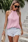 Fashnzfab Tartan Halter Sleeveless Cut Out Back Loose Shirt