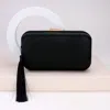 Fashnzfab Tassel Pointed Solid Clutch / Crossbody Bag In Black