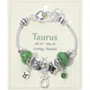 Fashnzfab Taurus - Horoscope Symbol Zodiac Charm Beaded Bracelet Emerald In Gold