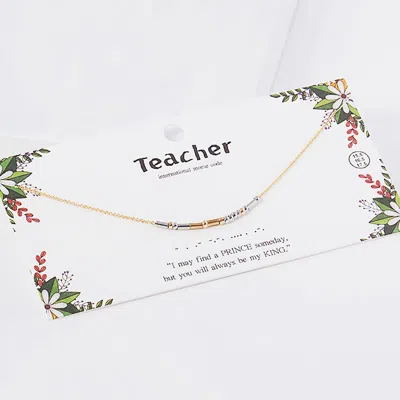 Fashnzfab Teacher Message Morse Code Pendant Necklace In Gold
