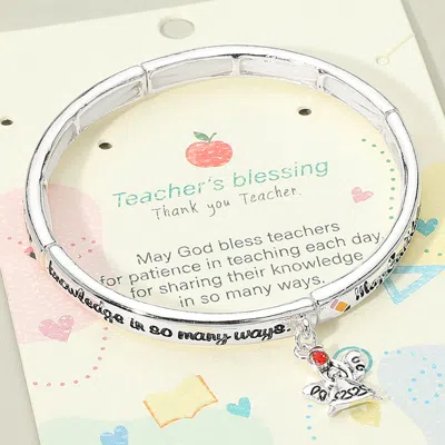 Fashnzfab Teachers Blessing Message Charm Stretch Bracelet In Metallic