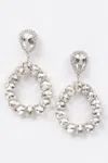 Fashnzfab Tear Drop Stone Earring In Silver