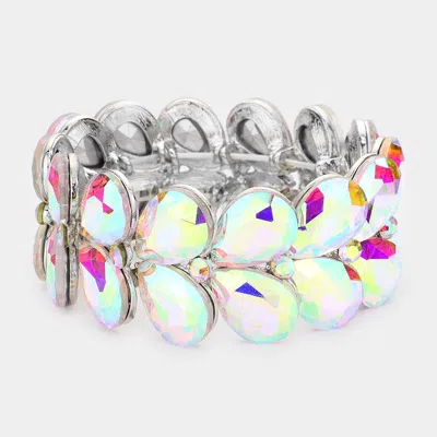 Fashnzfab Teardrop 1.2" H Stone Embellished Evening Bracelet In Multi