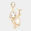 Fashnzfab Teardrop Accented Bubble Stone Trimmed Dangle Evening Earrings - Gold In Gold