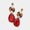Fashnzfab Teardrop Accented Dangle Earrings In Red