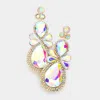 Fashnzfab Teardrop Accented Dangle Evening Earrings - Ab, Gold In Multi