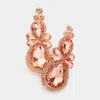 Fashnzfab Teardrop Accented Dangle Evening Earrings - Peach In Gold