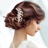 Fashnzfab Teardrop Accented Leaf Hair Comb In Metallic