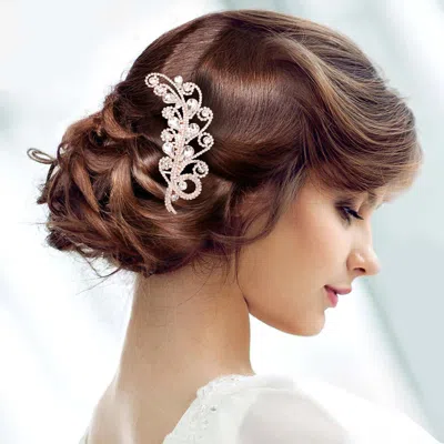 Fashnzfab Teardrop Accented Leaf Hair Comb In Metallic