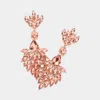 Fashnzfab Teardrop Accented Marquise Stone Cluster Dangle Evening Earrings - Peach, Rose Gold In Pink