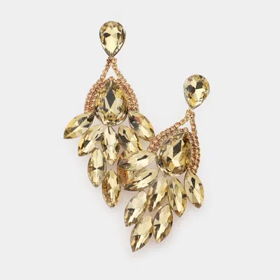 Fashnzfab Teardrop Accented Marquise Stone Cluster Evening Earrings - Lt Col Topaz In Gold