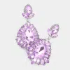 Fashnzfab Teardrop Accented Marquise Stone Trimmed Dangle Evening Earrings - Violet In Purple