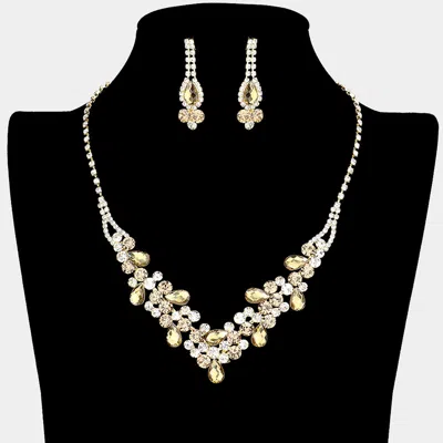 Fashnzfab Teardrop Accented Rhinestone Necklace In Black