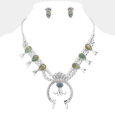 Fashnzfab Teardrop Accented Squash Blossom Antique Metal Necklace In Multi