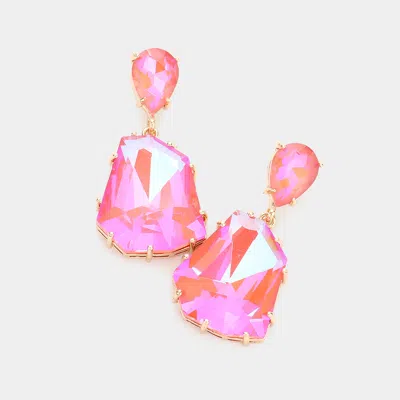 Fashnzfab Teardrop Angled Stone Link Dangle Evening Earrings In Multi