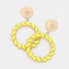Fashnzfab Teardrop Bead Embellished Open Circle Dangle Earrings - Neon, Yellow In Yellow