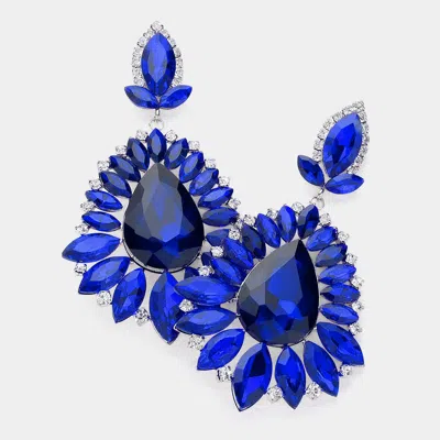 Fashnzfab Teardrop Center Marquise Stone Cluster Evening Earrings In Multi