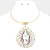 Fashnzfab Teardrop Centered Bubble Stone Cluster Choker Evening Necklace In Gold