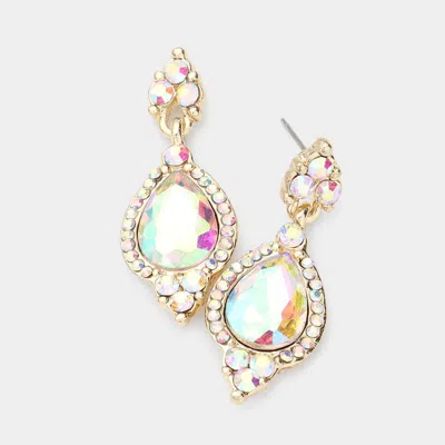 Fashnzfab Teardrop Centered Dangle Evening Earrings In Pink