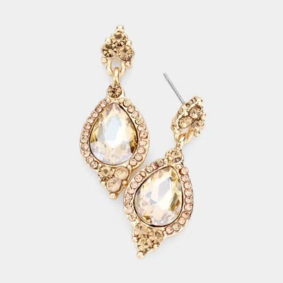 Fashnzfab Teardrop Centered Dangle Evening Earrings In Silver