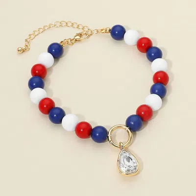 Fashnzfab Teardrop Charm Patriotic Beaded Bracelet In Multi