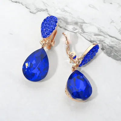 Fashnzfab Teardrop Cluster Drop Evening Clip On Earrings In Multi