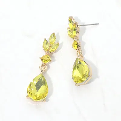 Fashnzfab Teardrop Cluster Drop Evening Earrings In Green