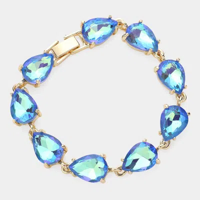 Fashnzfab Teardrop Cluster Link Bracelet Ab, Blue, Dark In Multi
