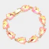 Fashnzfab Teardrop Cluster Link Bracelet Ab, Coral, Neon In Multi