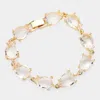 Fashnzfab Teardrop Cluster Link Bracelet Clear, Gold In Multi