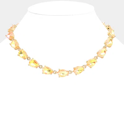 Fashnzfab Teardrop Cluster Link Necklace In Gold