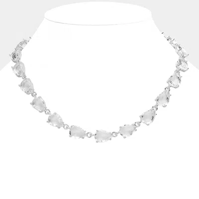 Fashnzfab Teardrop Cluster Link Necklace In Metallic