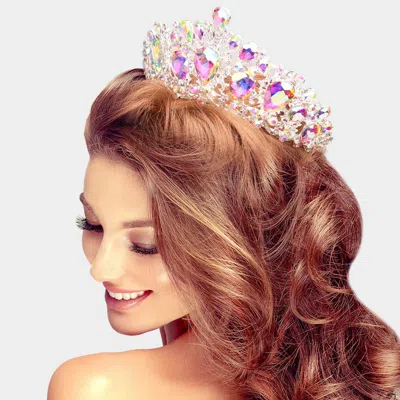 Fashnzfab Teardrop Cluster Queen Tiara In Multi
