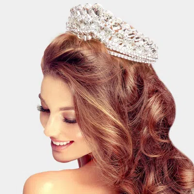 Fashnzfab Teardrop Cluster Queen Tiara In Neutral