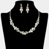 Fashnzfab Teardrop Cluster Rhinestone Paved Leaf Necklace - Clear, Gold In Gold