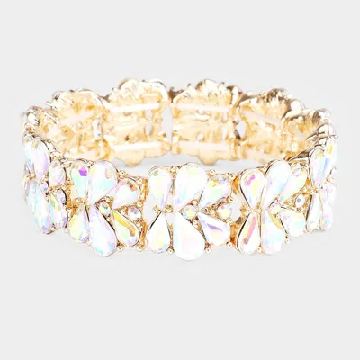 Fashnzfab Teardrop Cluster Stretch Evening Bracelet Ab, Gold In Multi