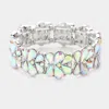 Fashnzfab Teardrop Cluster Stretch Evening Bracelet Ab, Silver In Multi